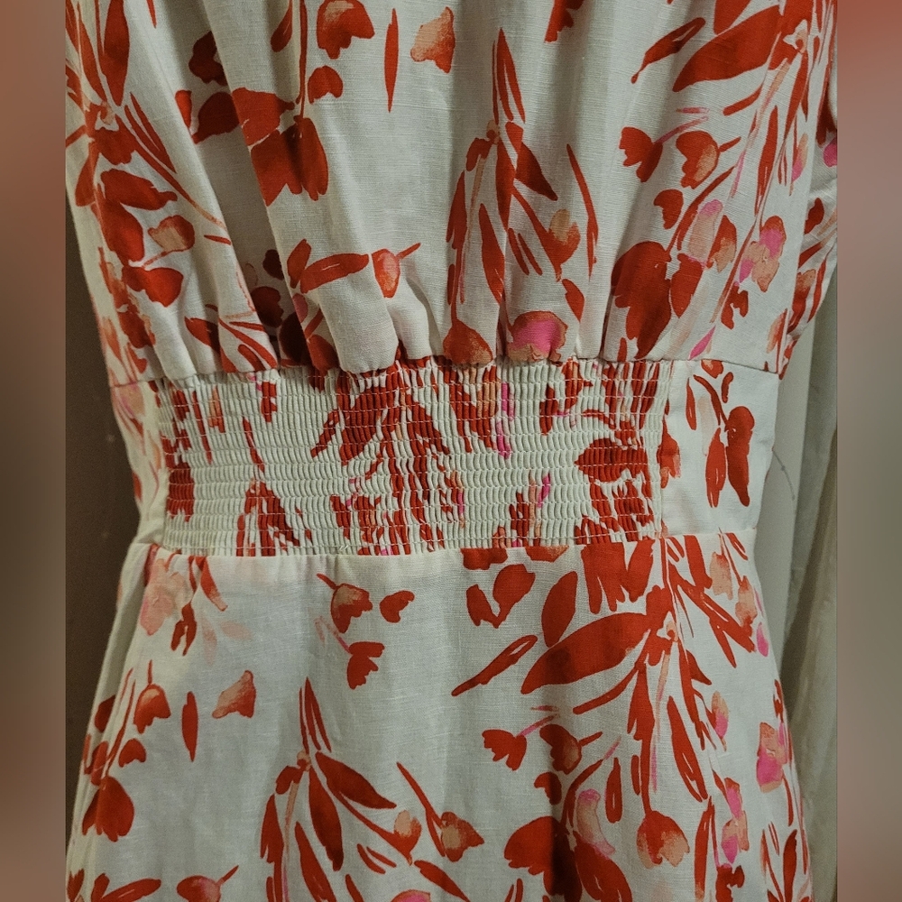 ​Banana Republic Floral Linen-Cotton Ruffle-Sleeve Dress - NWOT - 18 - Picture 5 of 14